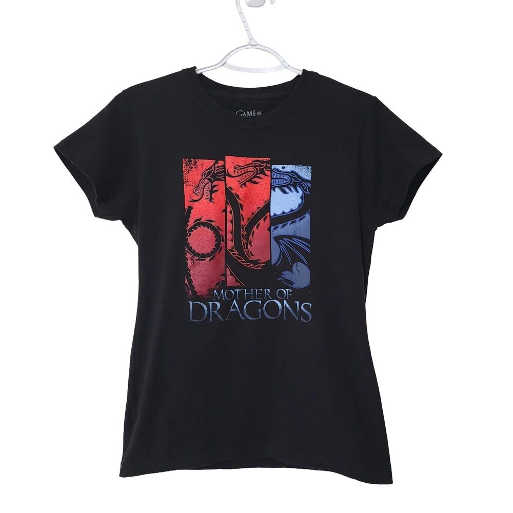 Game of Thrones Mother of Dragons Graphic Tee Black Tagless HBO Licensed Sz M/L